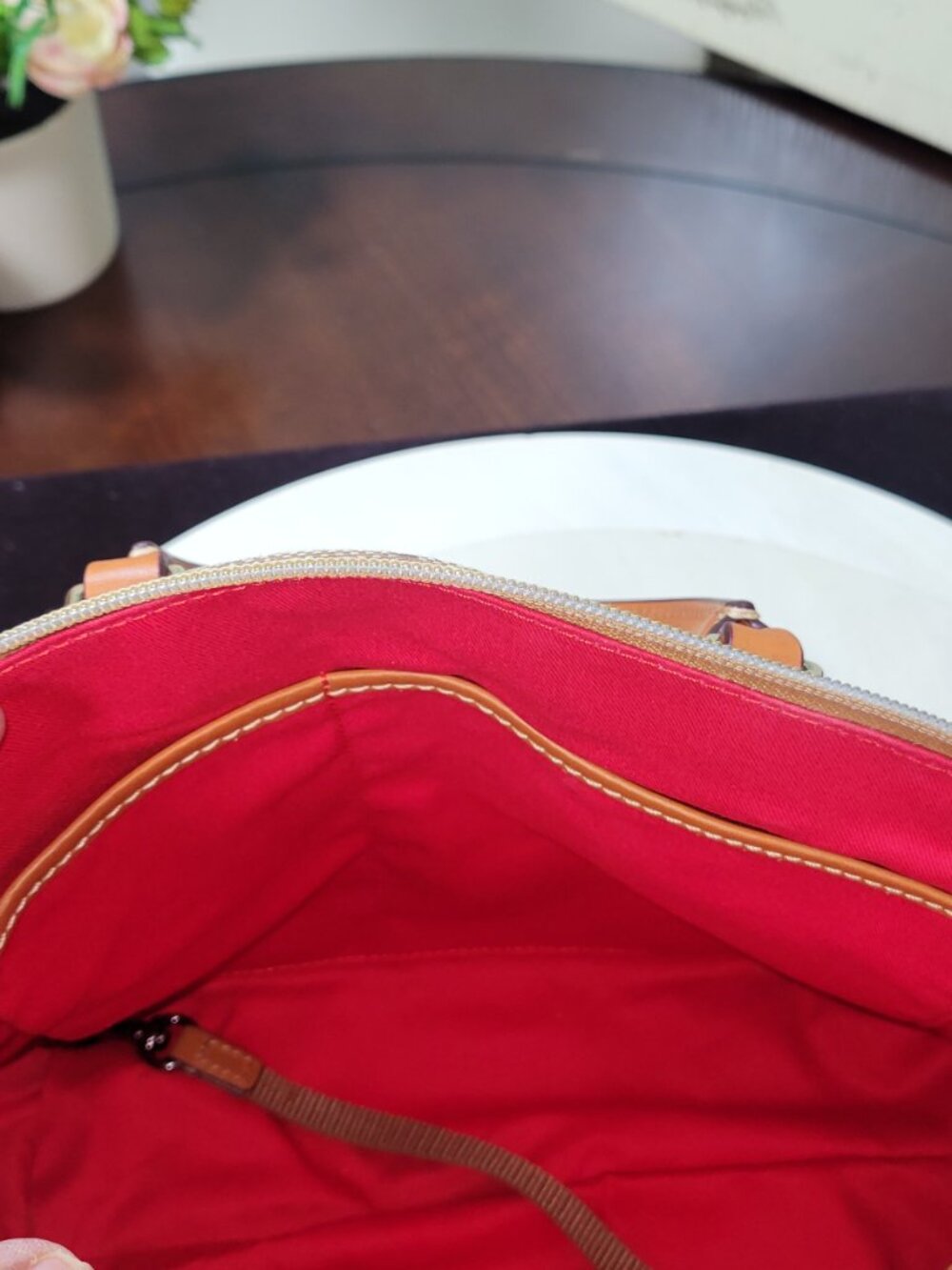Dooney & Bourke Coated Cotton & Leather Gretta Darcy Satchel  [Item #HL19] - Picture 11 of 14